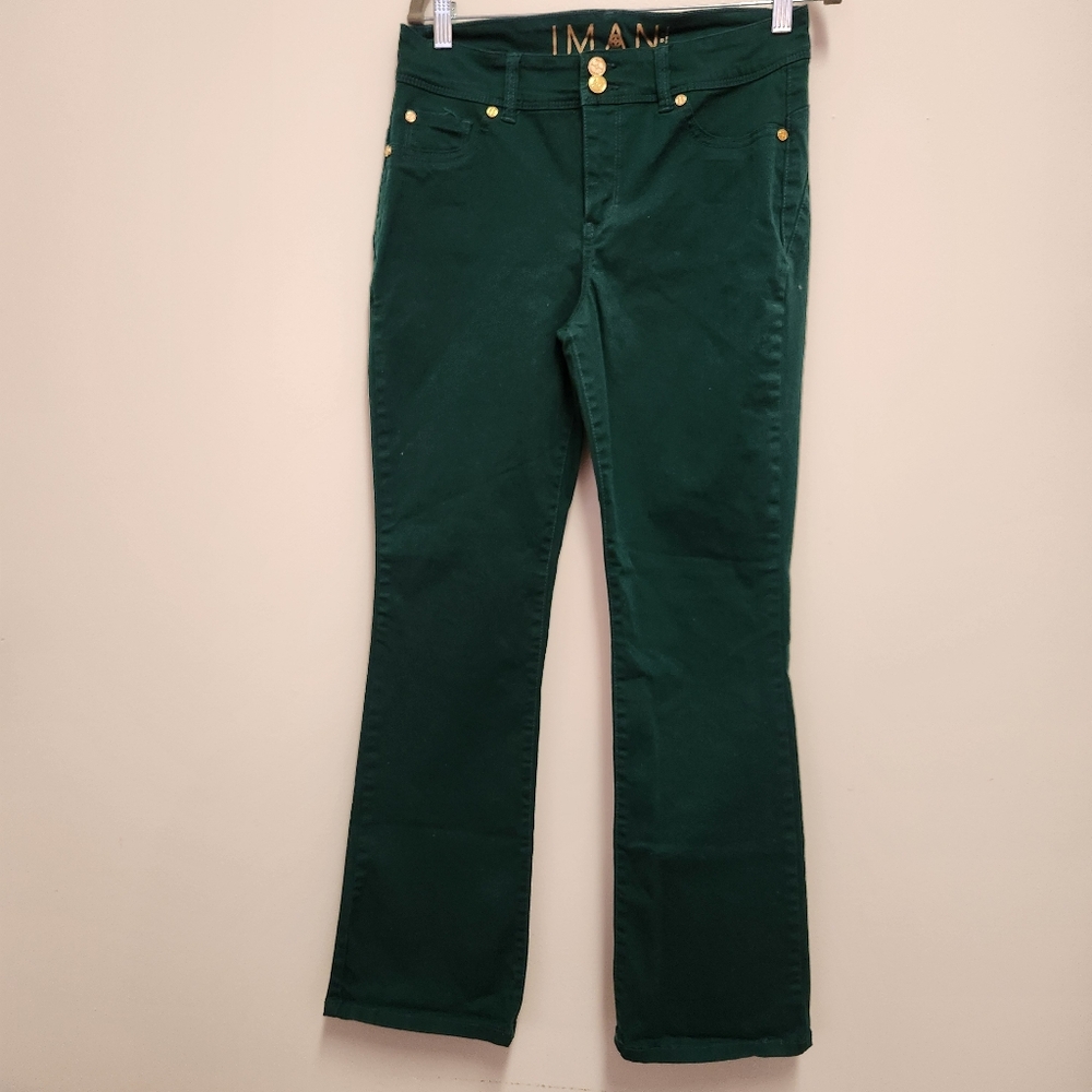 IMAN Bootcut Women Jeans Size 8 Midrise Forest Green Fall